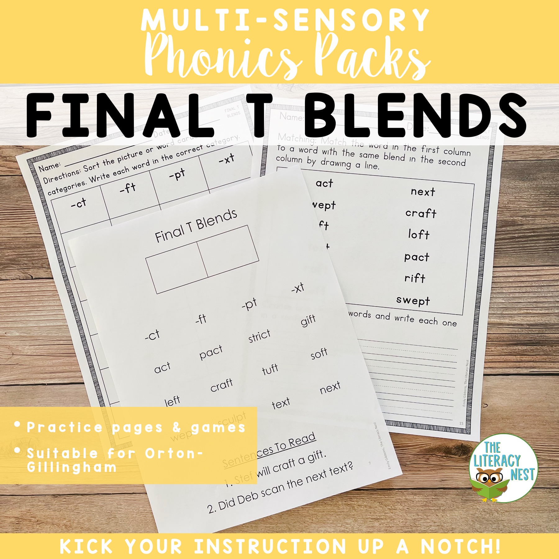 Final T Blend Words